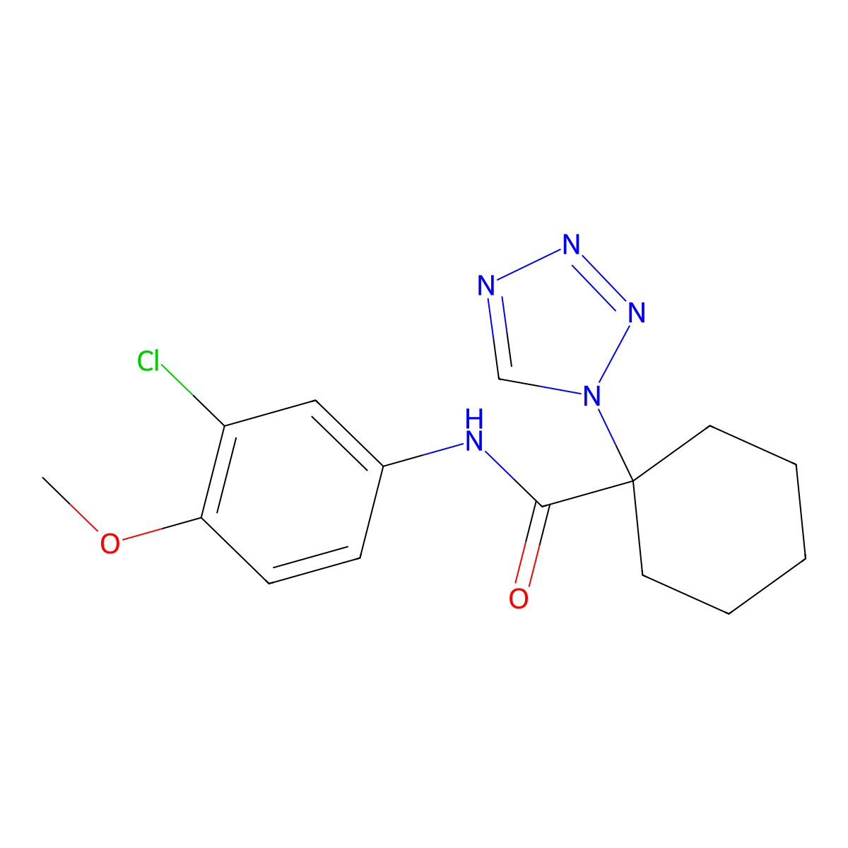 N-(3-chloro-4-methoxyphenyl)-1-(1H-tetrazol-1-yl)cyclohexanecarboxamide molecular structure, CAS 1212121-46-4