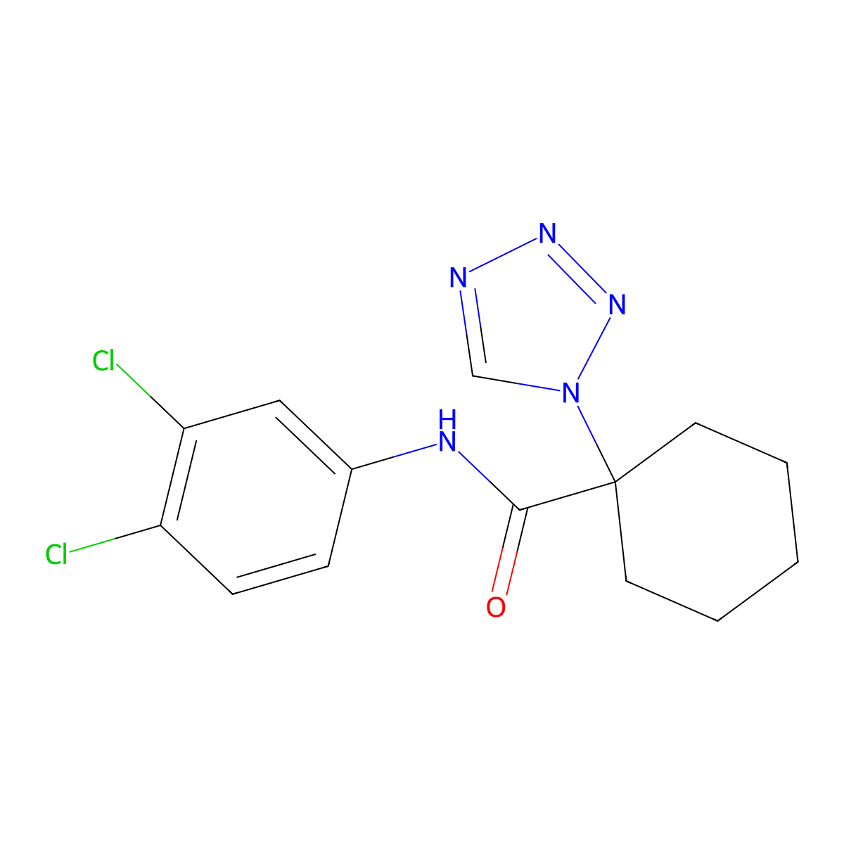 N-(3,4-dichlorophenyl)-1-(1H-tetrazol-1-yl)cyclohexanecarboxamide molecular structure, CAS 1212122-17-2