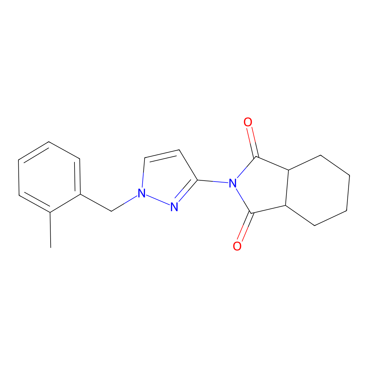 (3aR,7aS)-2-[1-(2-methylbenzyl)-1H-pyrazol-3-yl]hexahydro-1H-isoindole-1,3(2H)-dione molecular structure, CAS 1212122-87-6