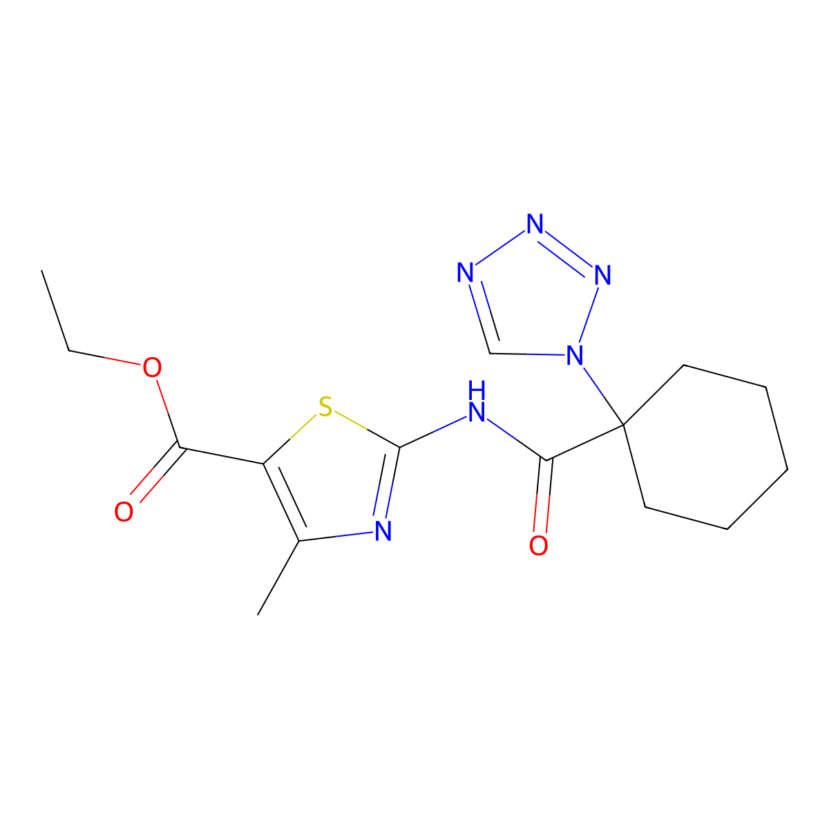 ethyl 4-methyl-2-({[1-(1H-tetrazol-1-yl)cyclohexyl]carbonyl}amino)-1,3-thiazole-5-carboxylate molecular structure, CAS 1212123-92-6
