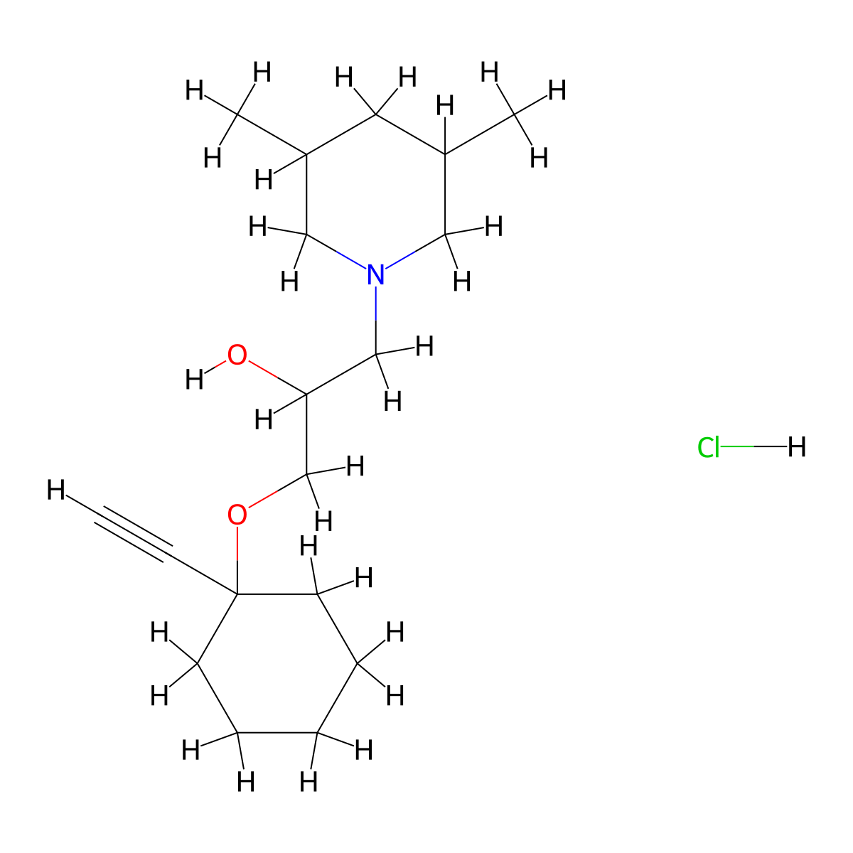 1-(3,5-Dimethylpiperidin-1-yl)-3-((1-ethynylcyclohexyl)oxy)propan-2-ol hydrochloride molecular structure, CAS 1212124-30-5
