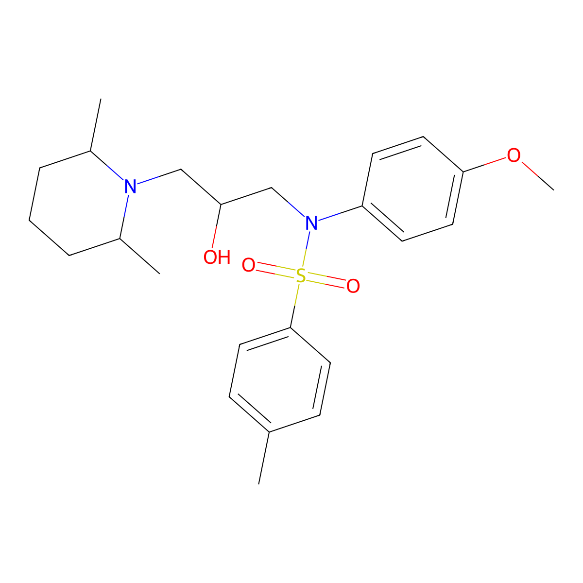 N-(3-(2,6-dimethylpiperidin-1-yl)-2-hydroxypropyl)-N-(4-methoxyphenyl)-4-methylbenzenesulfonamide molecular structure, CAS 1212124-84-9