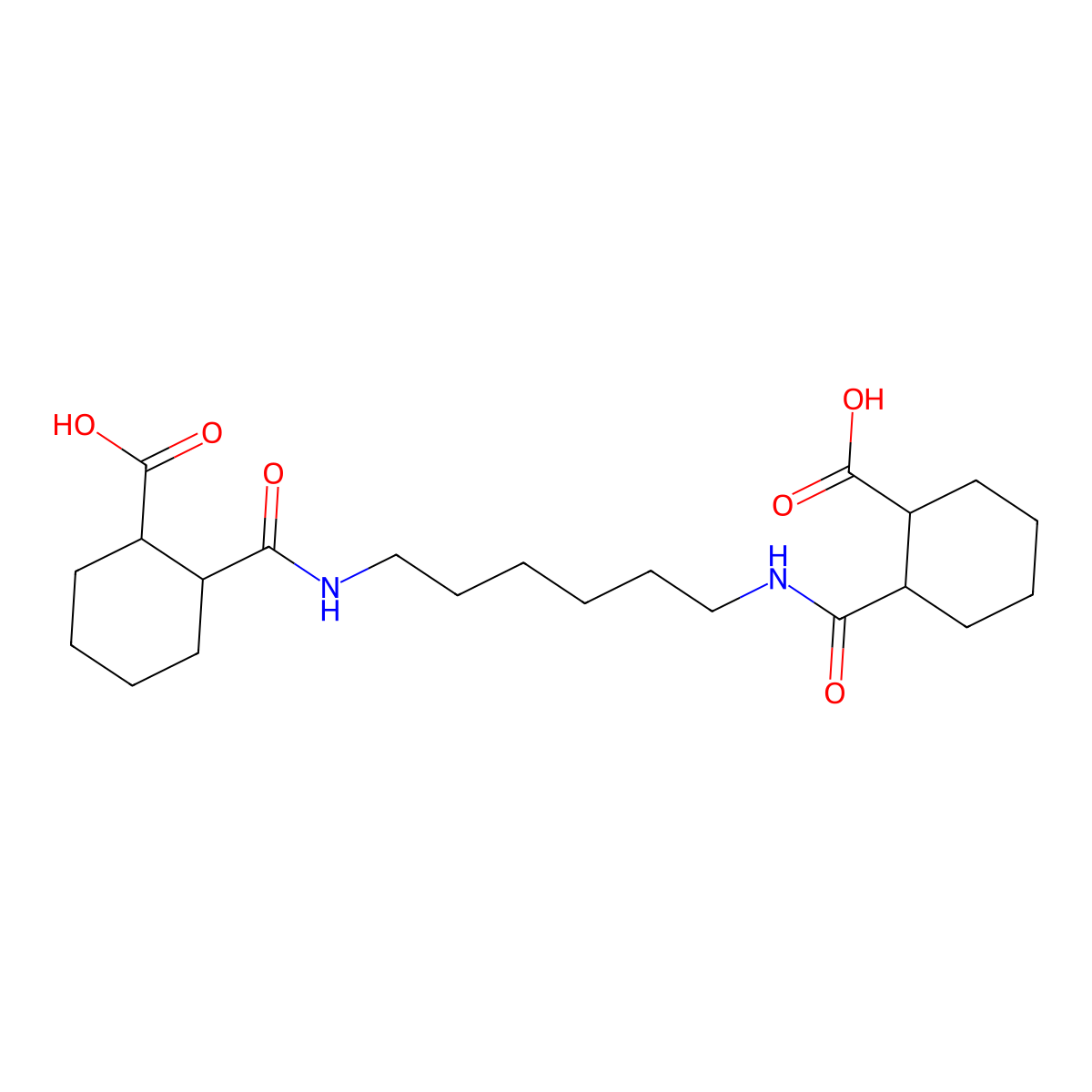 2-{[(6-{[(2-Carboxycyclohexyl)carbonyl]amino}hexyl)amino]carbonyl}cyclohexanecarboxylic acid molecular structure, CAS 1212126-96-9