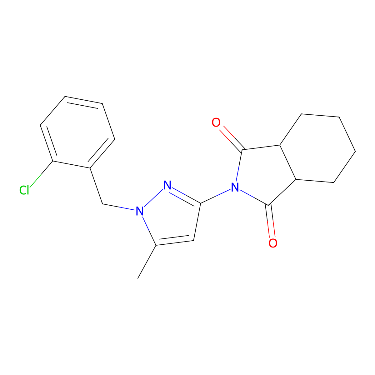 (3aR,7aS)-2-[1-(2-chlorobenzyl)-5-methyl-1H-pyrazol-3-yl]hexahydro-1H-isoindole-1,3(2H)-dione molecular structure, CAS 1212128-27-2