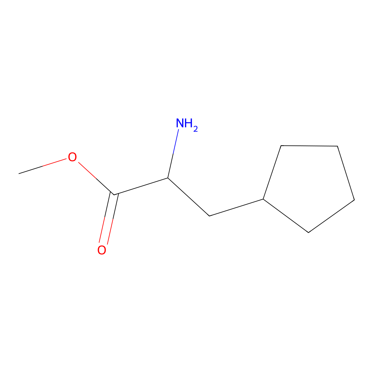(R)-Methyl 2-amino-3-cyclopentylpropanoate molecular structure, CAS 1212129-47-9