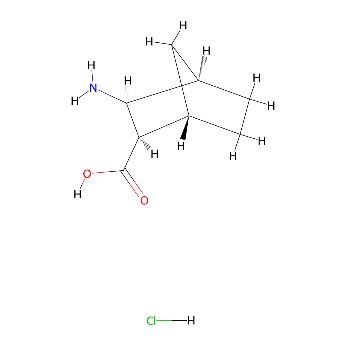 (1S,2R,3S,4R)-3-aminobicyclo[2.2.1]heptane-2-carboxylic acid hydrochloride molecular structure, CAS 1212132-12-1
