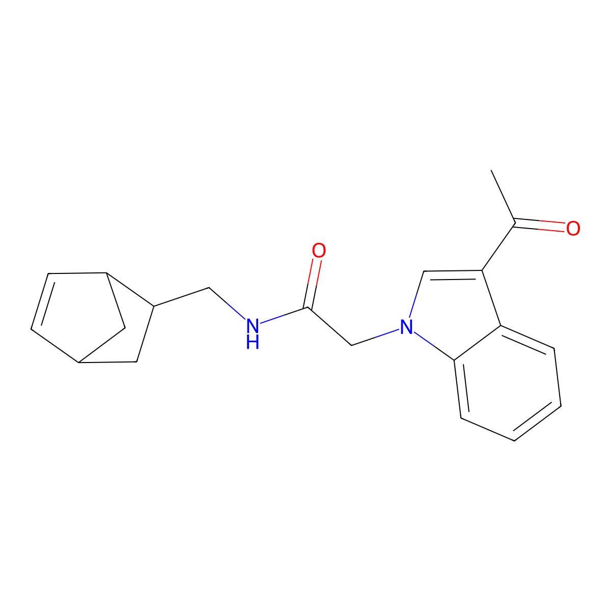 2-(3-acetyl-1H-indol-1-yl)-N-(bicyclo[2.2.1]hept-5-en-2-ylmethyl)acetamide molecular structure, CAS 1212132-97-2
