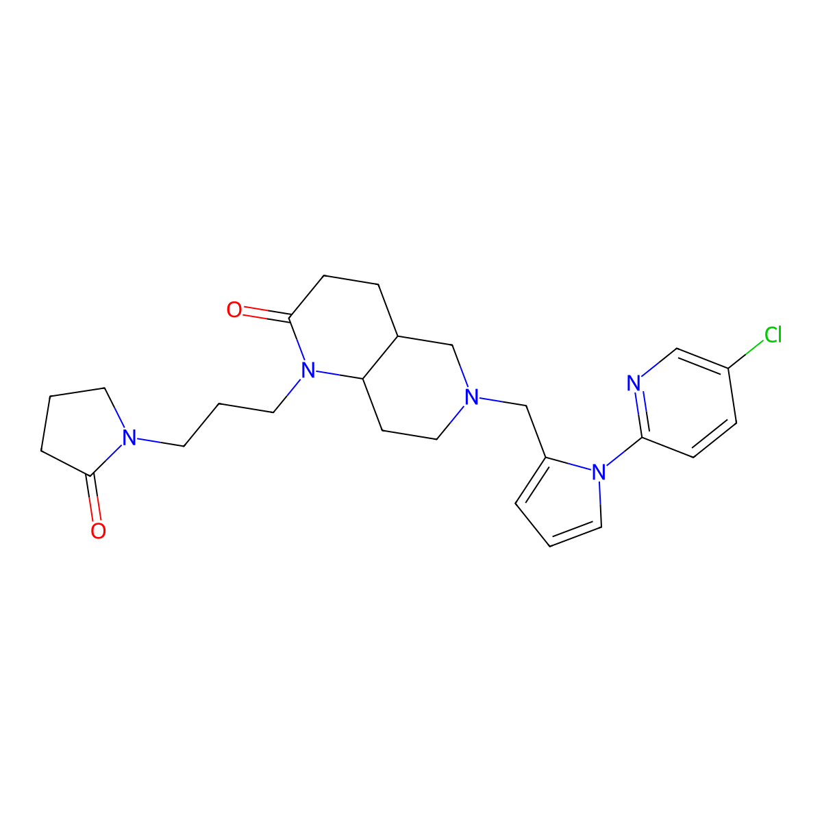 rel-(4aR,8aS)-6-[[1-(5-Chloro-2-pyridinyl)-1H-pyrrol-2-yl]methyl]octahydro-1-[3-(2-oxo-1-pyrrolidinyl)propyl]-1,6-naphthyridin-2(1H)-one molecular structure, CAS 1212133-30-6