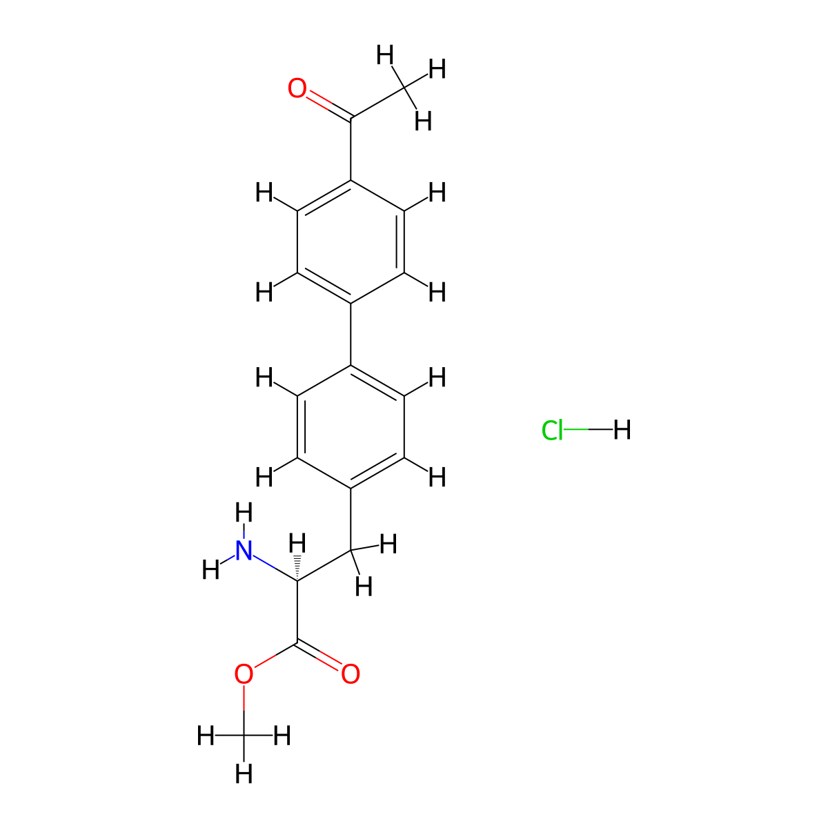 (S)-Methyl 3-(4'-acetylbiphenyl-4-yl)-2-aminopropanoate hydrochloride molecular structure, CAS 1212133-86-2