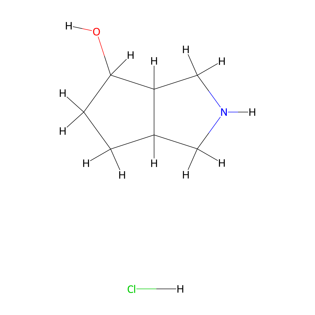 Octahydrocyclopenta[c]pyrrol-4-ol hydrochloride molecular structure, CAS 1212135-18-6
