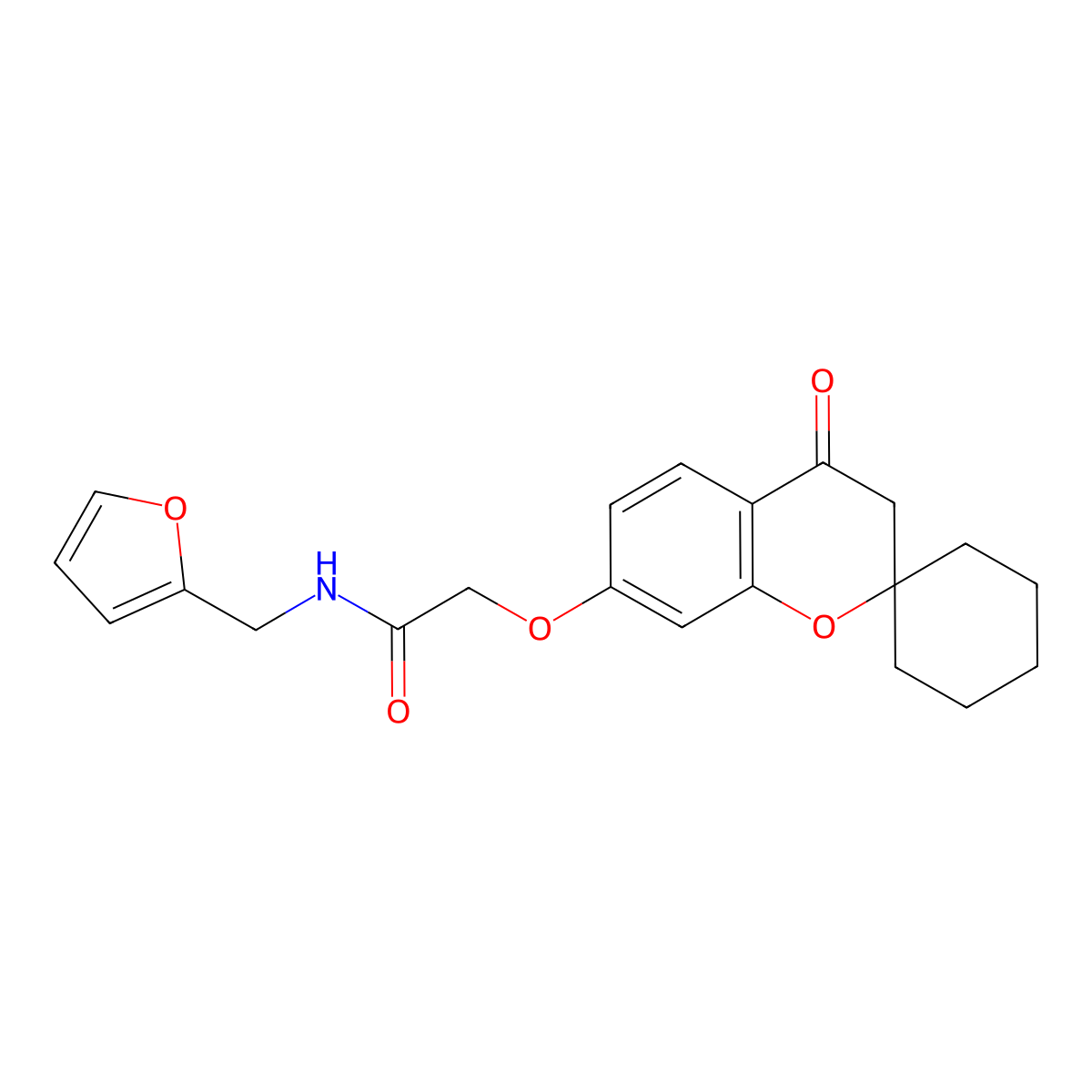 N-(furan-2-ylmethyl)-2-[(4-oxo-3,4-dihydrospiro[chromene-2,1'-cyclohexan]-7-yl)oxy]acetamide molecular structure, CAS 1212136-11-2