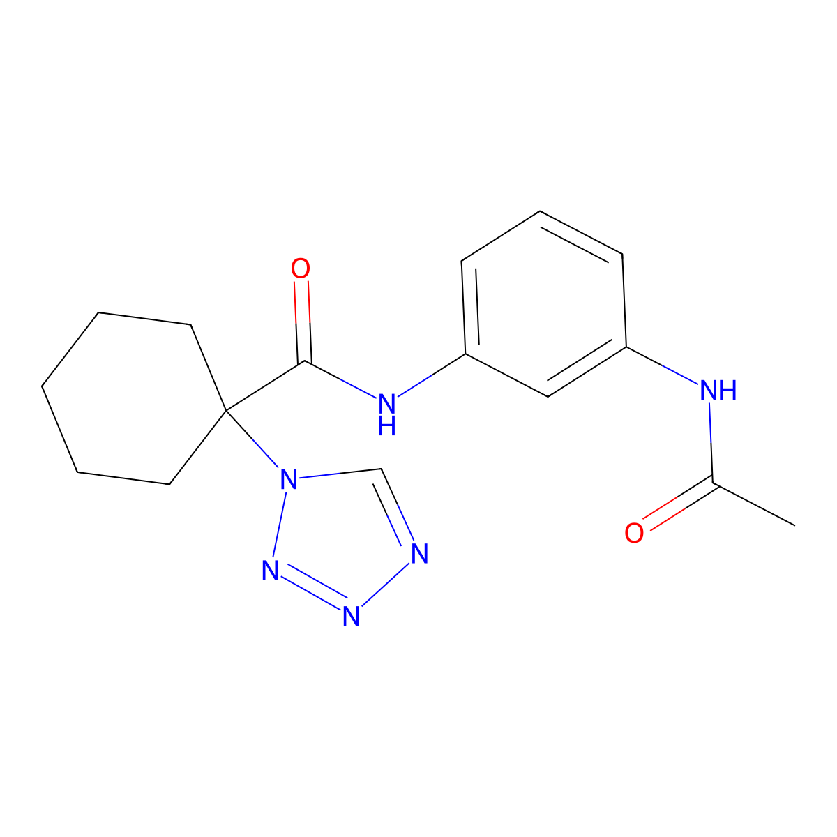N-[3-(acetylamino)phenyl]-1-(1H-tetrazol-1-yl)cyclohexanecarboxamide molecular structure, CAS 1212137-58-0
