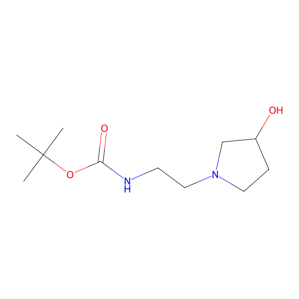 (3R)-1-(2-Boc-aminoethyl)-3-pyrrolidinol molecular structure, CAS 1212138-02-7