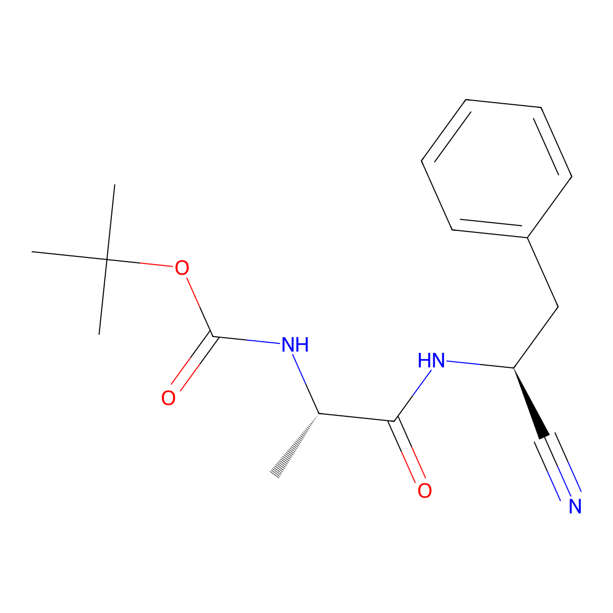 Tert-butyl (S)-1-((S)-1-cyano-2-phenylethylamino)-1-oxopropan-2-ylcarbamate molecular structure, CAS 1212138-24-3