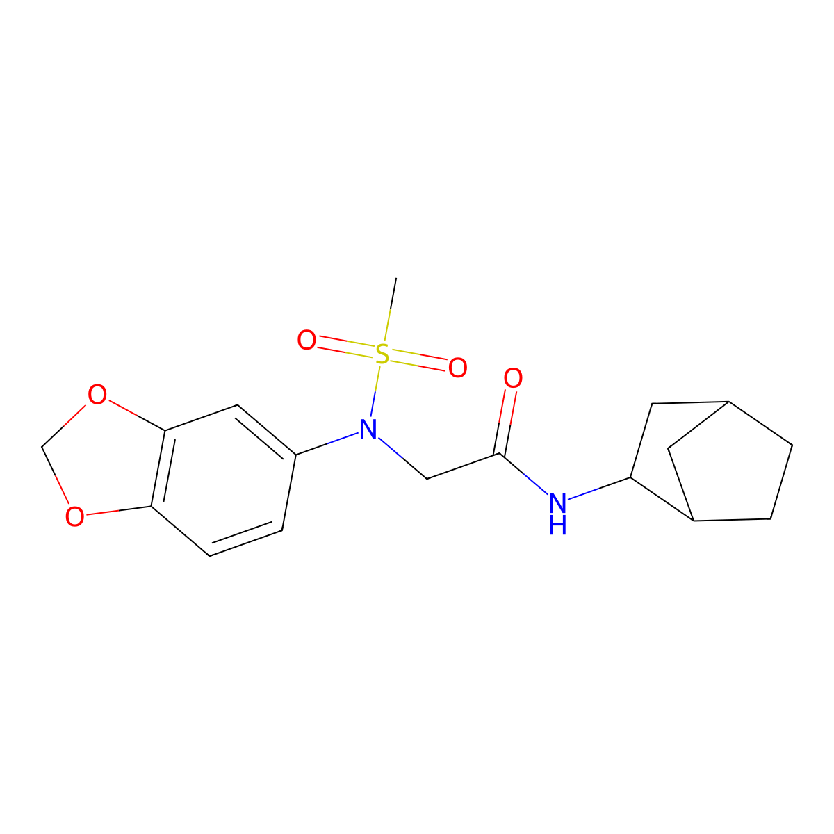 2-[1,3-benzodioxol-5-yl(methylsulfonyl)amino]-N-(3-bicyclo[2.2.1]heptanyl)acetamide molecular structure, CAS 1212139-29-1