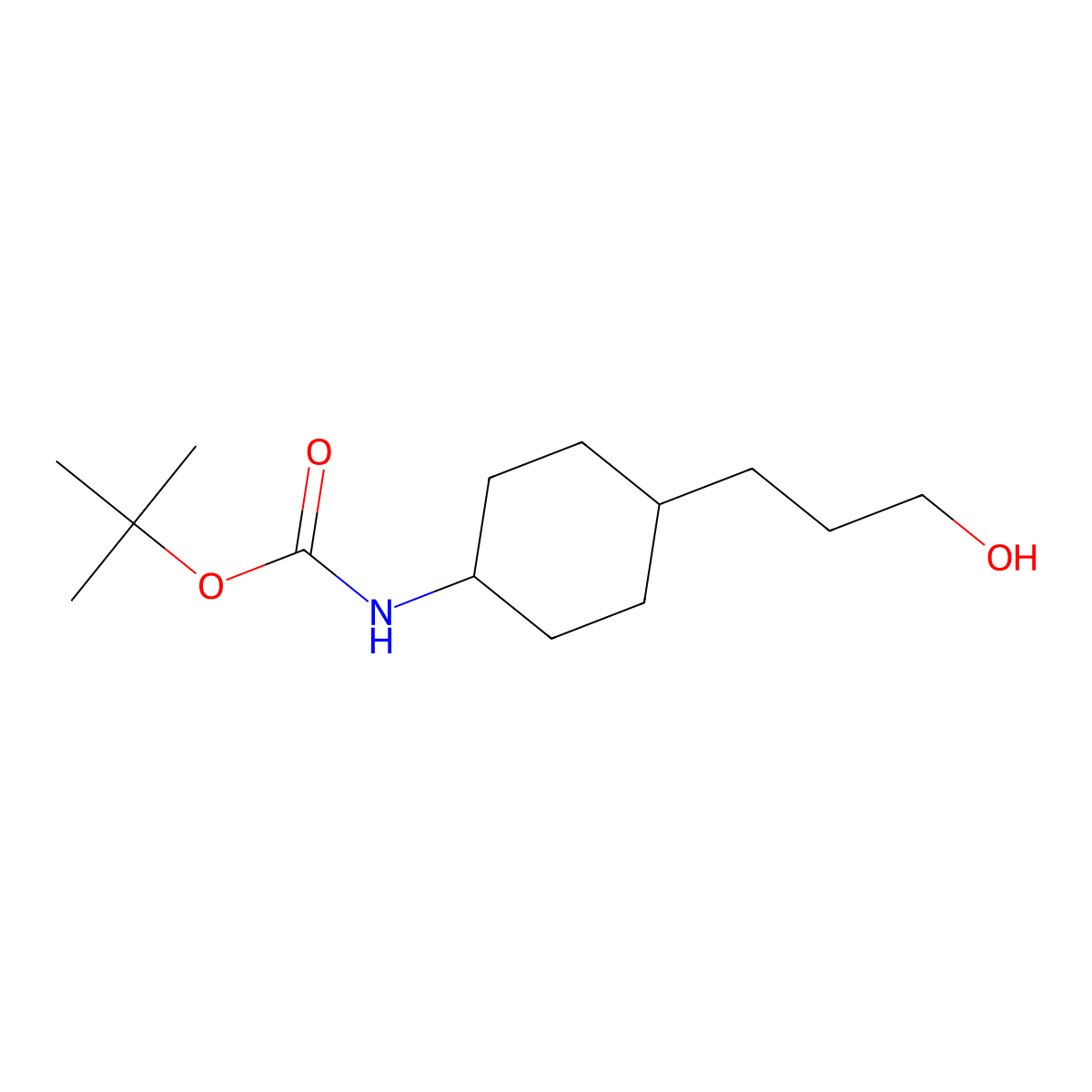 tert-Butyl trans-4-(3-hydroxypropyl)-cyclohexylcarbamate molecular structure, CAS 1212142-46-5