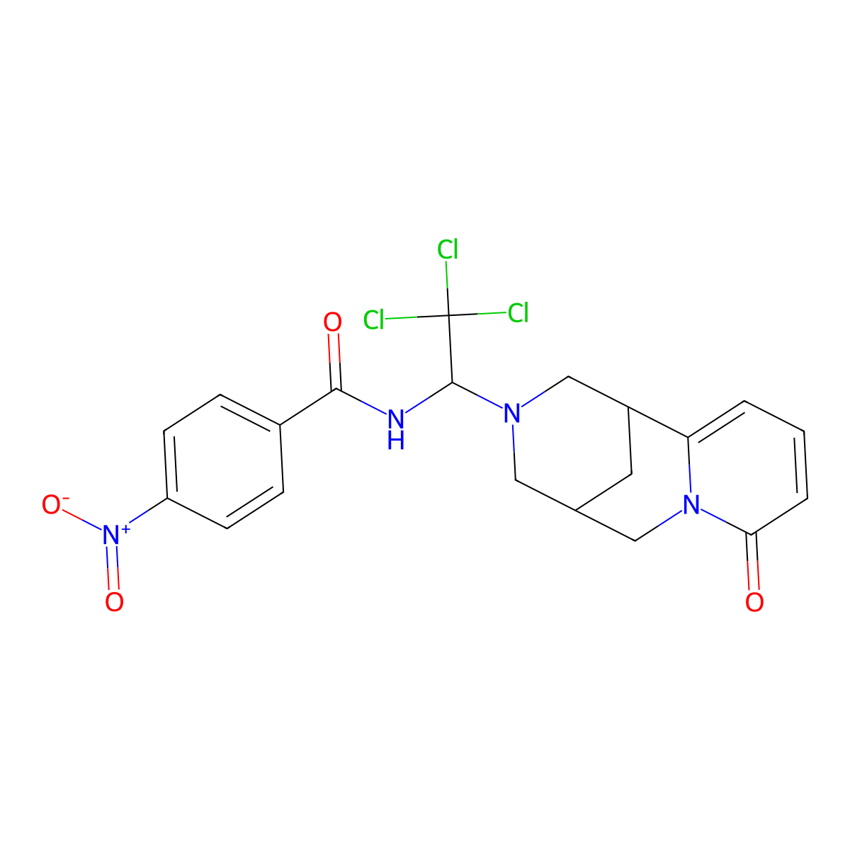 4-Nitro-N-[2,2,2-trichloro-1-(1,5,6,8-tetrahydro-8-oxo-1,5-methano-2H-pyrido[1,2-a][1,5]diazocin-3(4H)-yl)ethyl]benzamide molecular structure, CAS 1212147-77-7