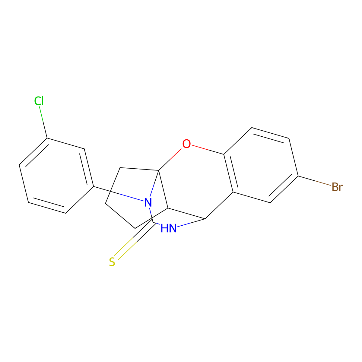 7-bromo-12-(3-chlorophenyl)-2,3,9,9a-tetrahydro-1H-3a,9-(epiminomethanoimino)cyclopenta[b]chromene-11-thione molecular structure, CAS 1212148-14-5