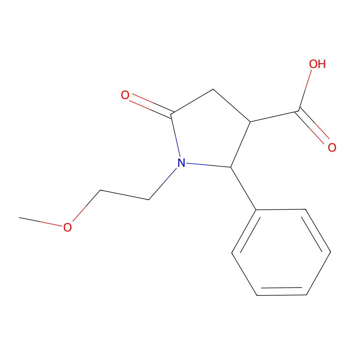 (2R,3R)-1-(2-methoxyethyl)-5-oxo-2-phenylpyrrolidine-3-carboxylic acid molecular structure, CAS 1212148-80-5