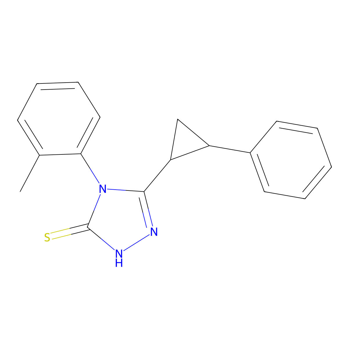 4-(2-methylphenyl)-3-[(1R,2R)-2-phenylcyclopropyl]-1H-1,2,4-triazole-5-thione molecular structure, CAS 1212148-97-4