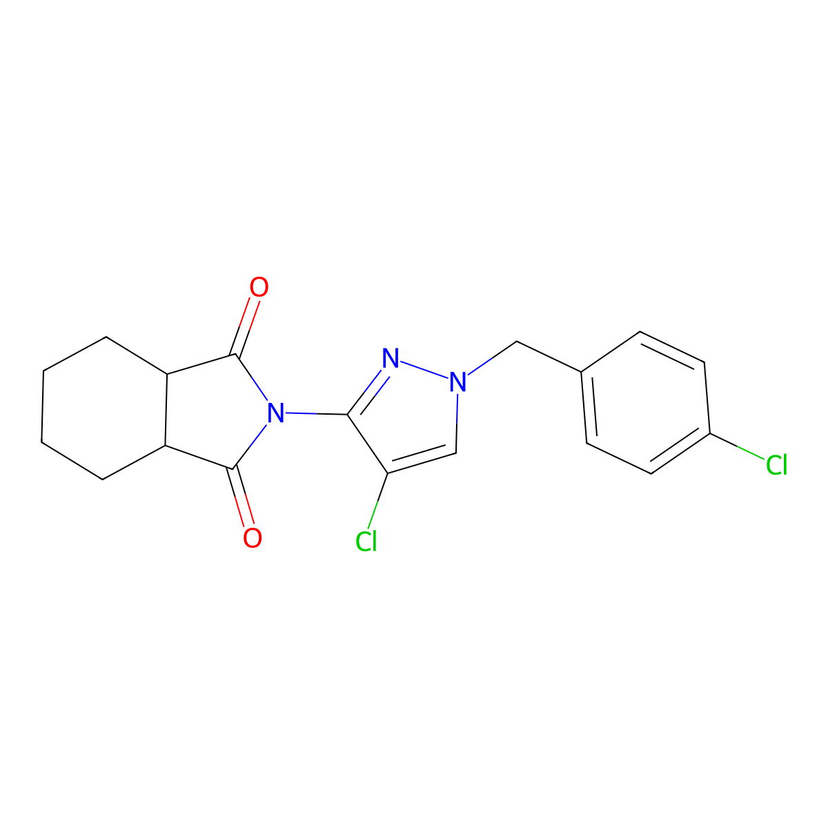 (3aR,7aS)-2-[4-chloro-1-(4-chlorobenzyl)-1H-pyrazol-3-yl]hexahydro-1H-isoindole-1,3(2H)-dione molecular structure, CAS 1212149-01-3