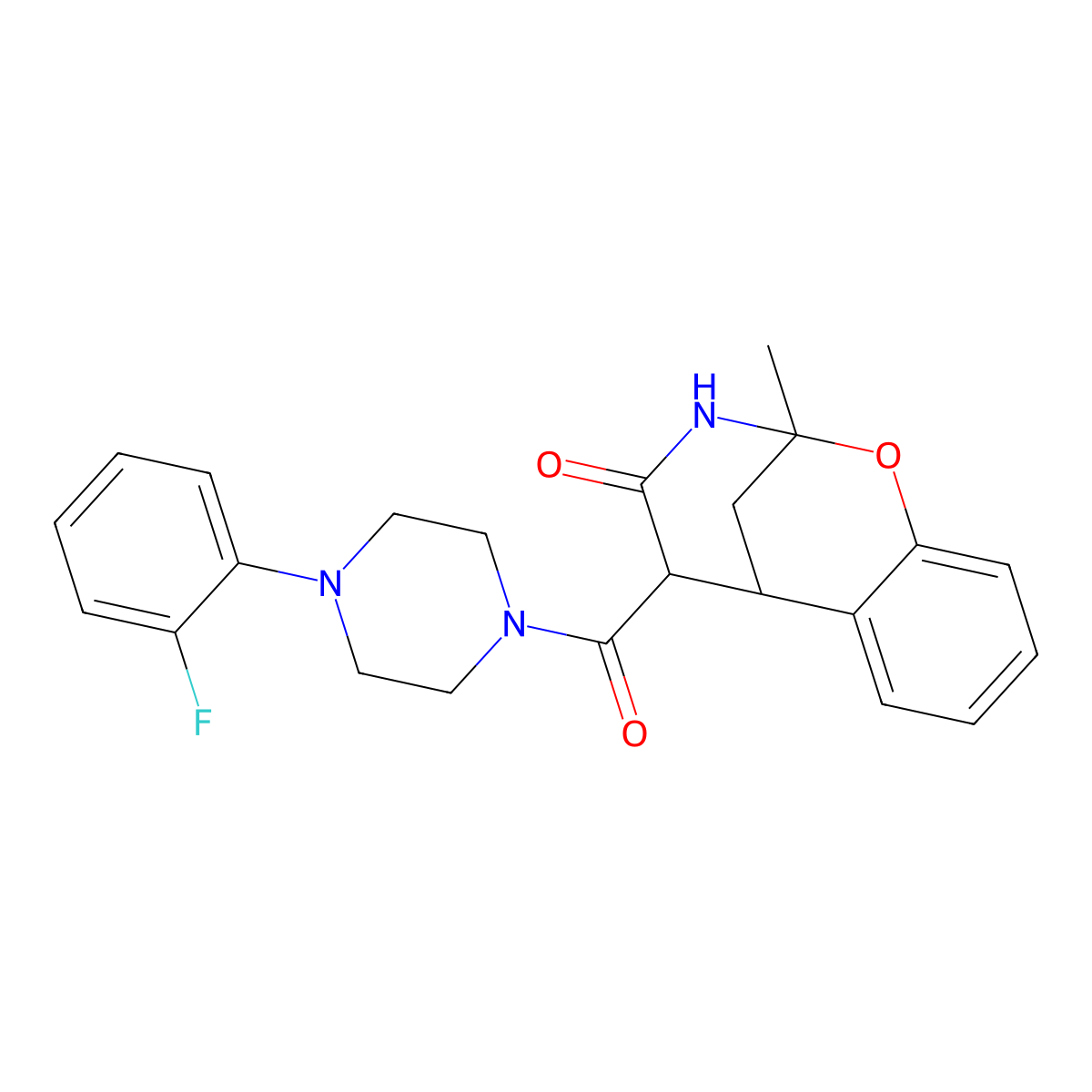 5-(4-(2-fluorophenyl)piperazine-1-carbonyl)-2-methyl-5,6-dihydro-2H-2,6-methanobenzo[g][1,3]oxazocin-4(3H)-one molecular structure, CAS 1212150-98-5