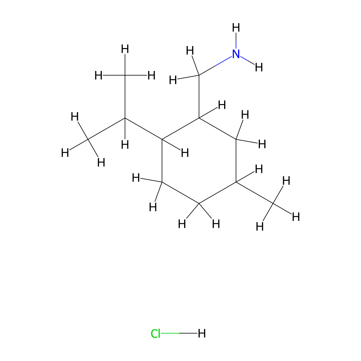 [5-Methyl-2-(propan-2-yl)cyclohexyl]methanamine hydrochloride molecular structure, CAS 1212151-30-8
