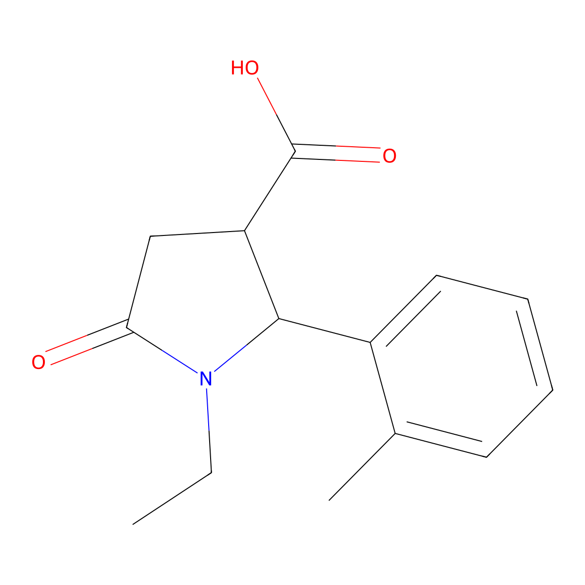 (2R,3R)-1-ethyl-2-(2-methylphenyl)-5-oxopyrrolidine-3-carboxylic acid molecular structure, CAS 1212152-05-0