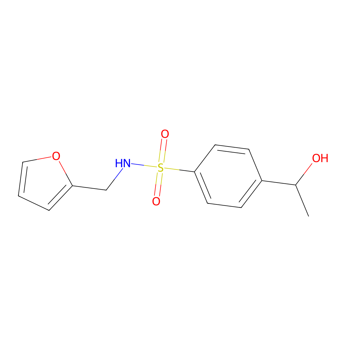 N-[(furan-2-yl)methyl]-4-[(1S)-1-hydroxyethyl]benzene-1-sulfonamide molecular structure, CAS 1212153-59-7