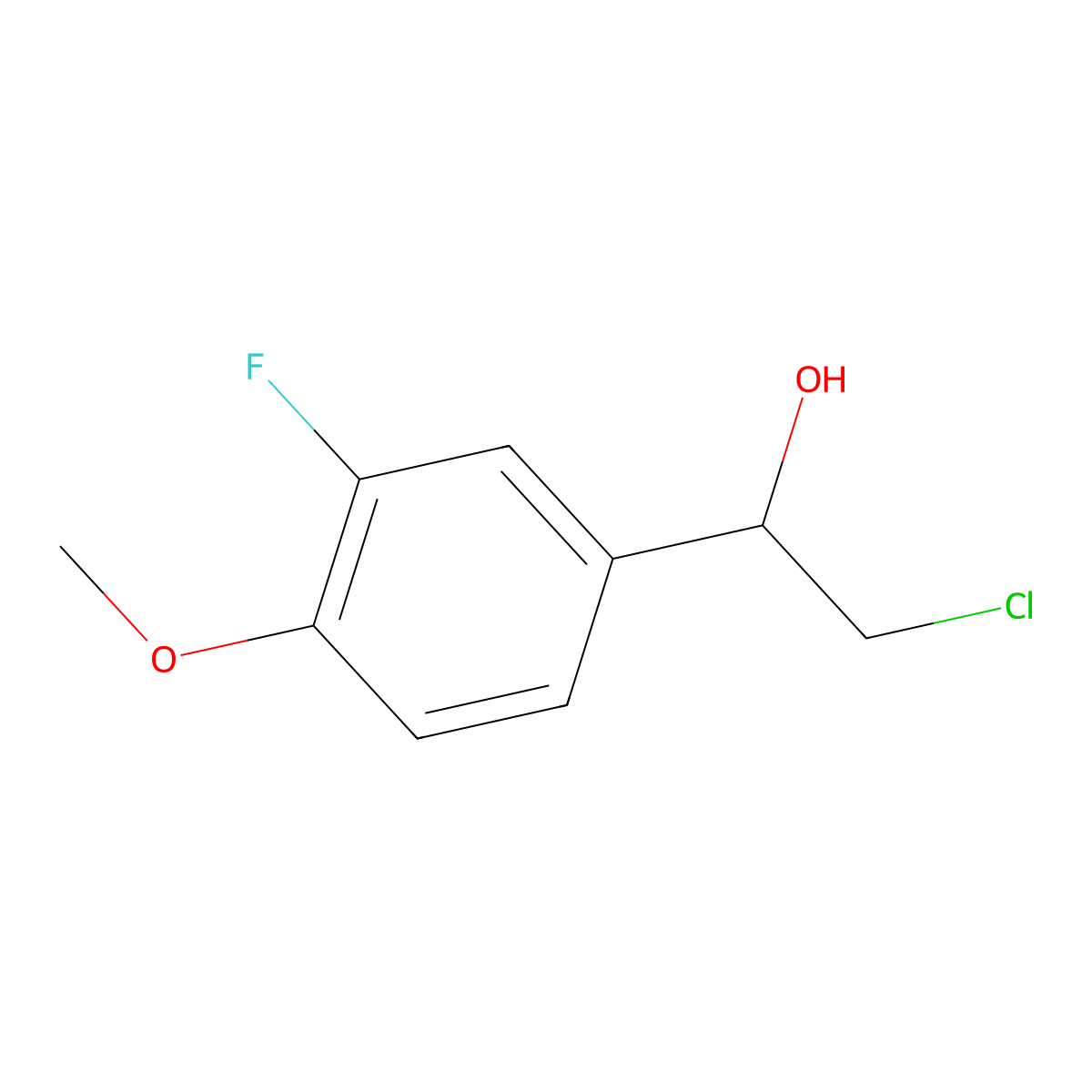 (1R)-2-chloro-1-(3-fluoro-4-methoxyphenyl)ethan-1-ol molecular structure, CAS 1212155-50-4