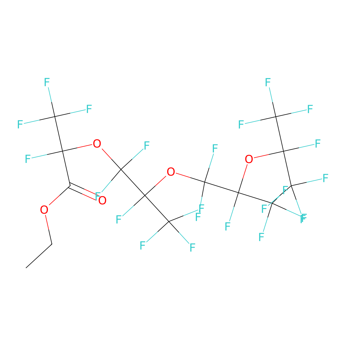 Ethyl perfluoro-2,5,8,10-tetramethyl-3,6,9-trioxaundecanoate molecular structure, CAS 1212156-86-9
