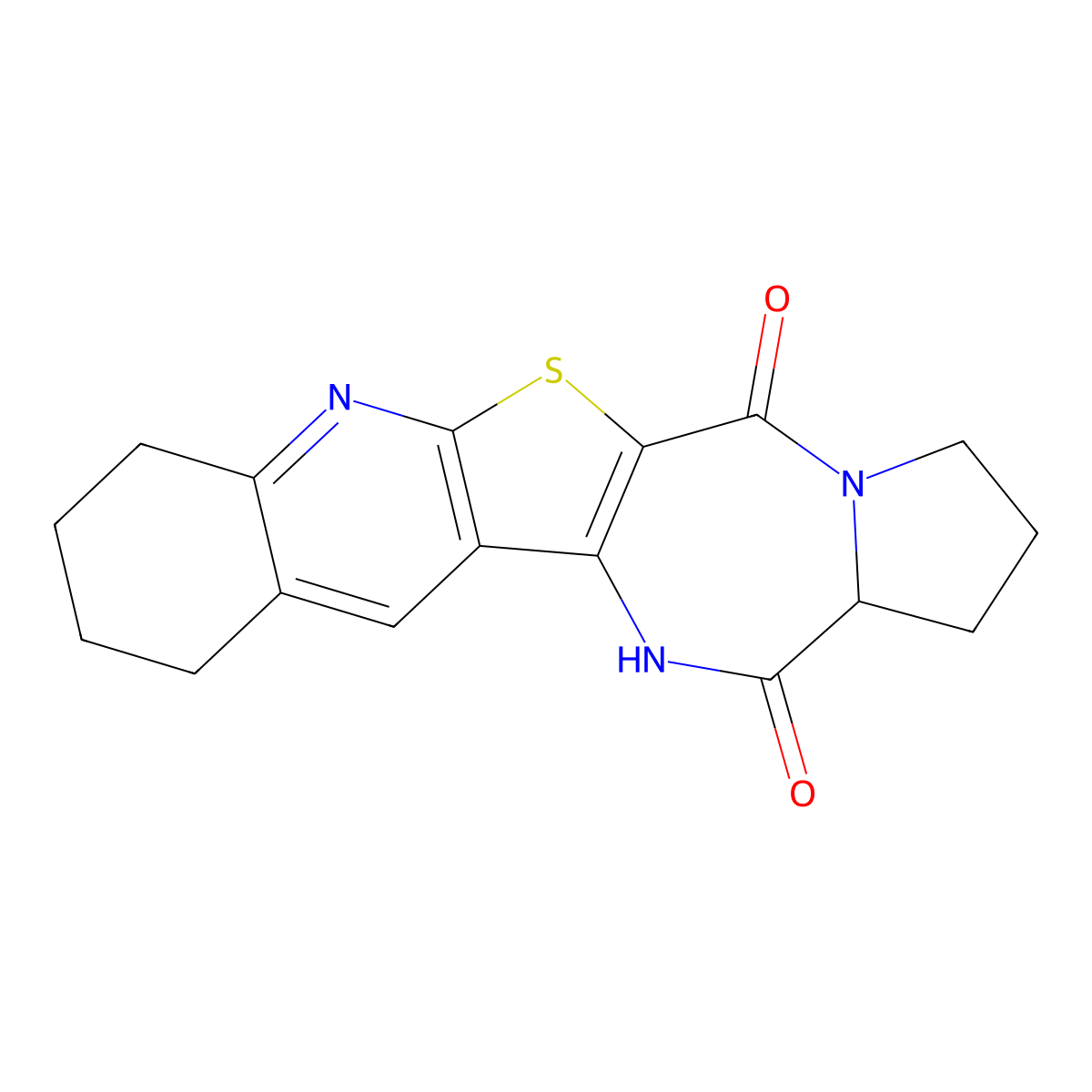 (14aS)-2,3,8,9,10,11-hexahydro-1H-pyrrolo[1'',2'':1',2'][1,4]diazepino[5',6':4,5]thieno[2,3-b]quinoline-5,14(13H,14aH)-dione molecular structure, CAS 1212156-98-3