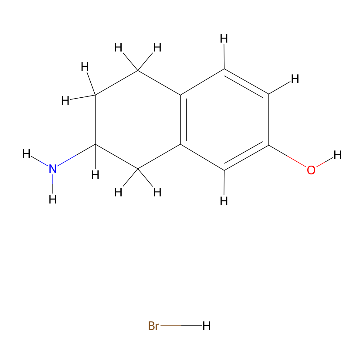 2-Amino-7-hydroxytetralin hydrobromide molecular structure, CAS 121216-39-5