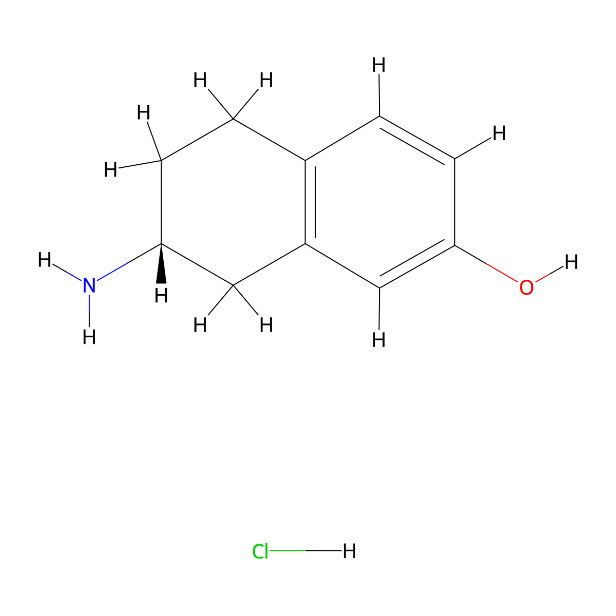 (R)-7-Amino-5,6,7,8-tetrahydro-naphthalen-2-ol hydrochloride molecular structure, CAS 121216-40-8