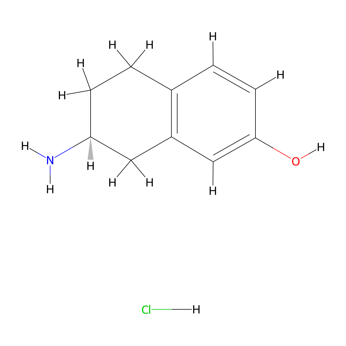 (S)-7-Amino-5,6,7,8-tetrahydro-naphthalen-2-OL hydrochloride molecular structure, CAS 121216-41-9