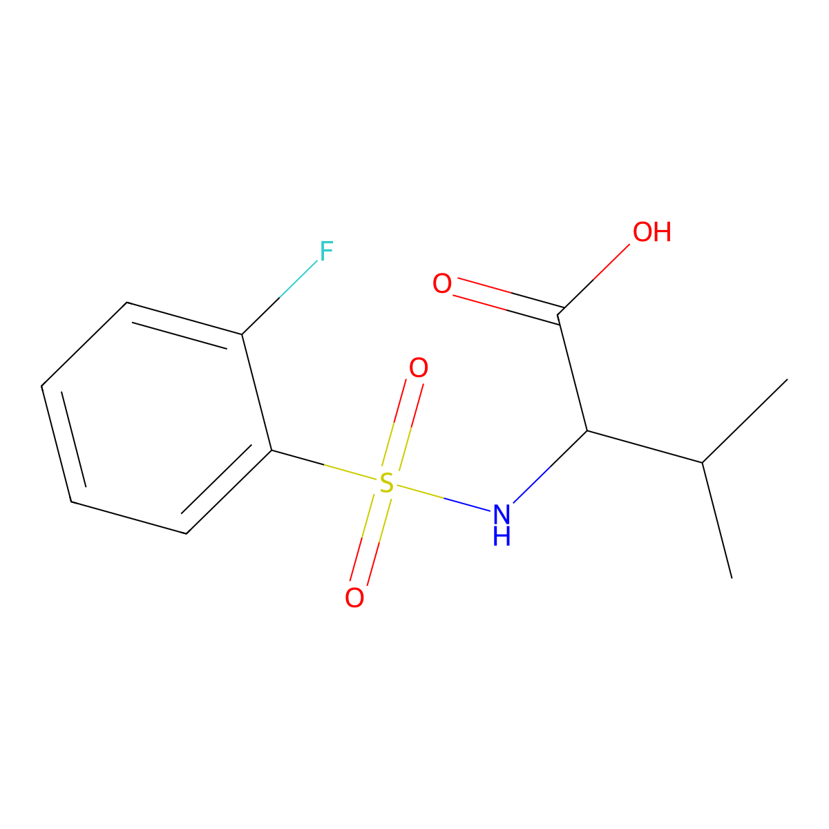 (2S)-2-(2-Fluorobenzenesulfonamido)-3-methylbutanoic acid molecular structure, CAS 1212163-57-9