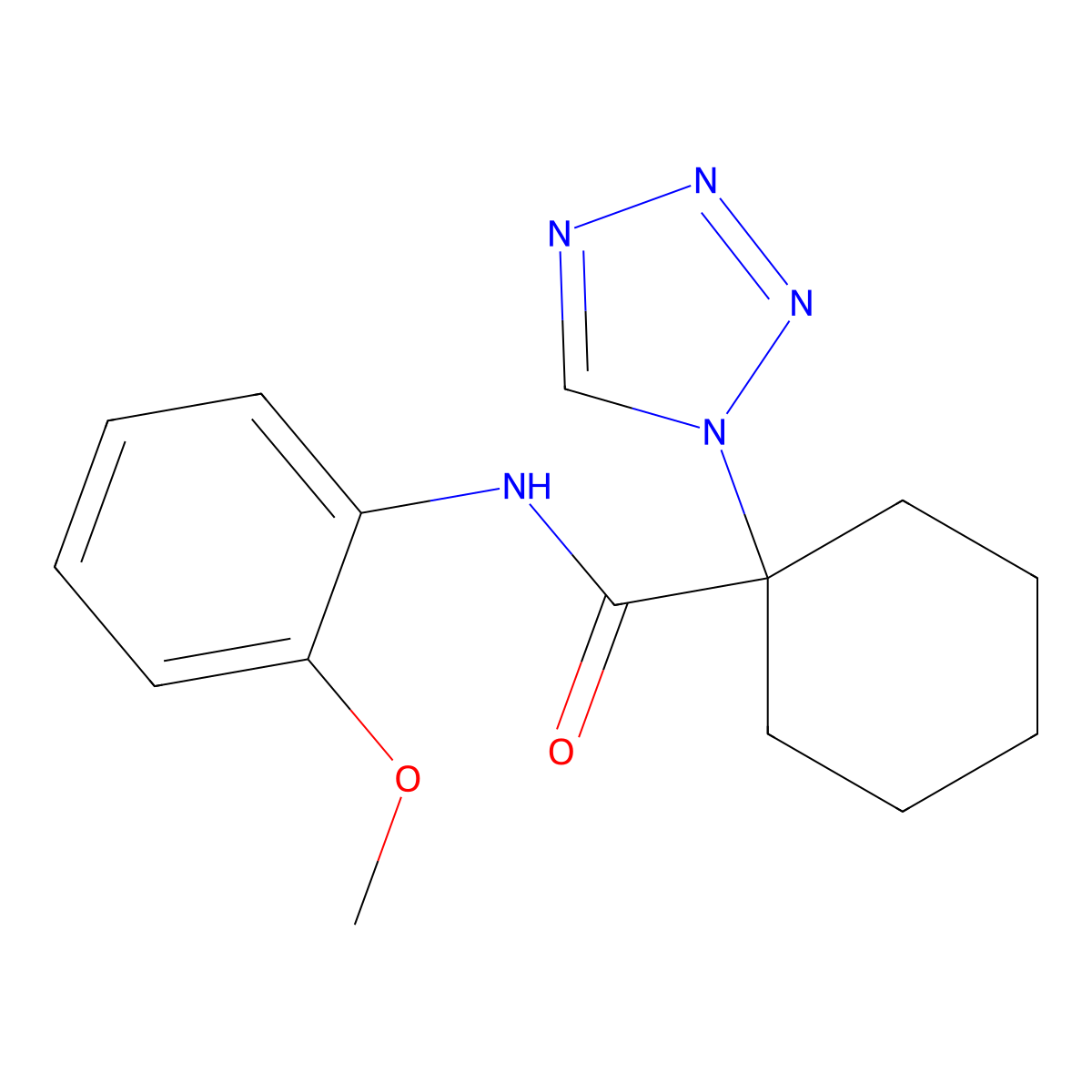 N-(2-methoxyphenyl)-1-(1H-tetrazol-1-yl)cyclohexanecarboxamide molecular structure, CAS 1212163-96-6