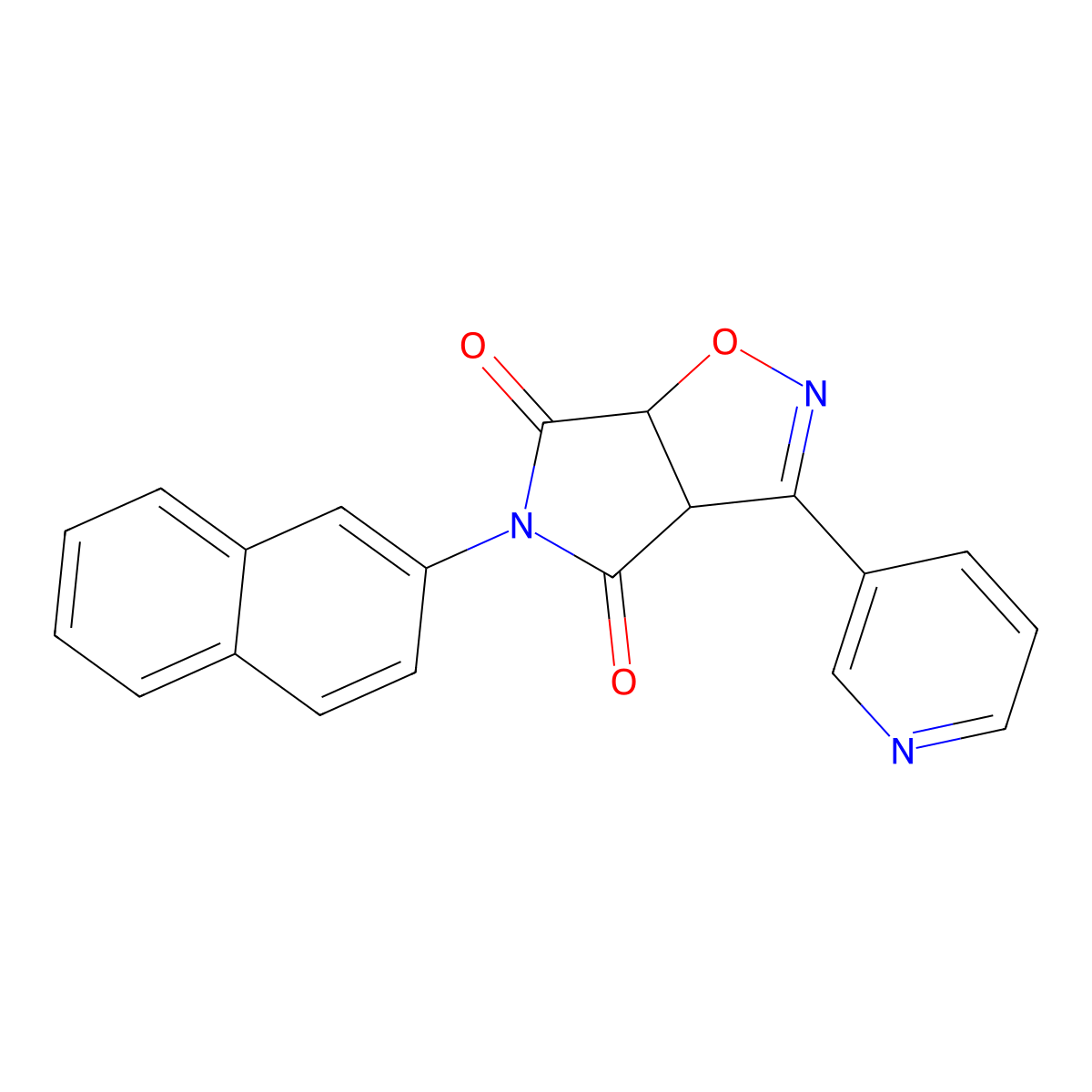 (3aR,6aS)-5-naphthalen-2-yl-3-pyridin-3-yl-3a,6a-dihydropyrrolo[3,4-d][1,2]oxazole-4,6-dione molecular structure, CAS 1212164-26-5
