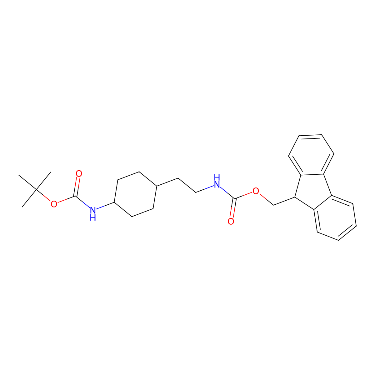 tert-Butyl trans-4-[2-(9H-fluoren-9-ylmethoxy-carbonylamino)ethyl]cyclohexylcarbamate molecular structure, CAS 1212165-74-6