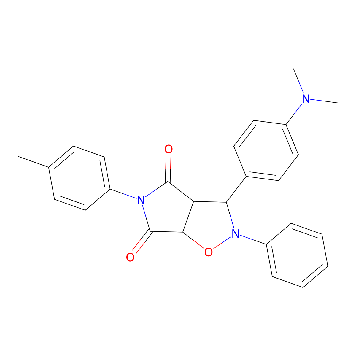 3-(4-(dimethylamino)phenyl)-2-phenyl-5-(p-tolyl)dihydro-2H-pyrrolo[3,4-d]isoxazole-4,6(5H,6aH)-dione molecular structure, CAS 1212168-07-4