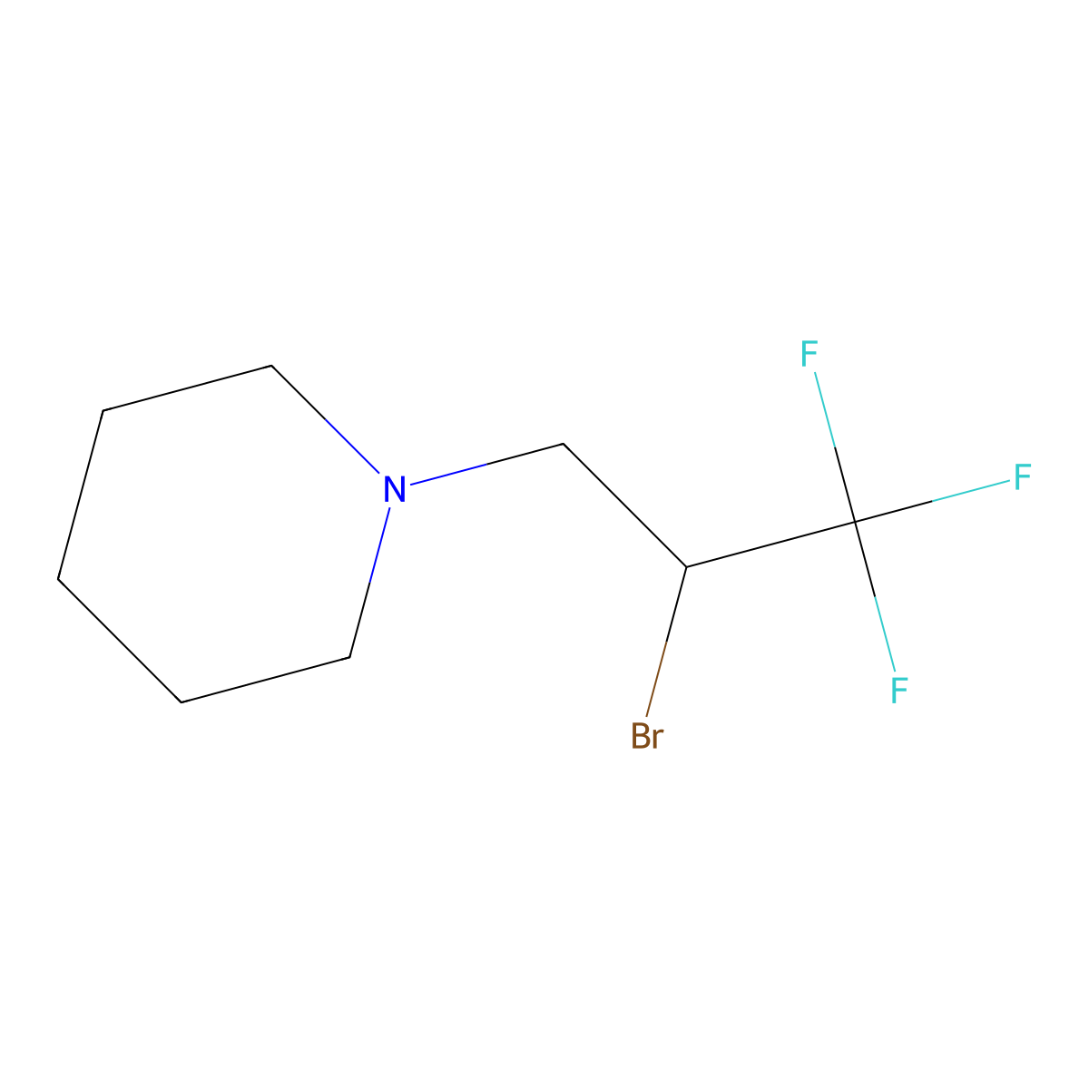 1-(2-Bromo-3,3,3-trifluoropropyl)piperidine molecular structure, CAS 121217-46-7