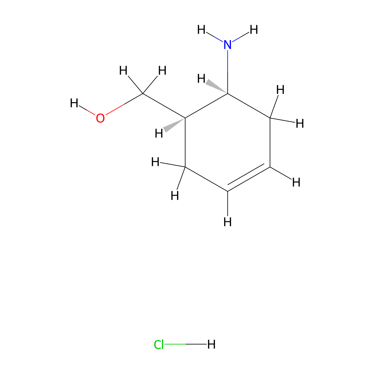 cis-(6-Amino-cyclohex-3-enyl)-methanol hydrochloride molecular structure, CAS 1212171-08-8