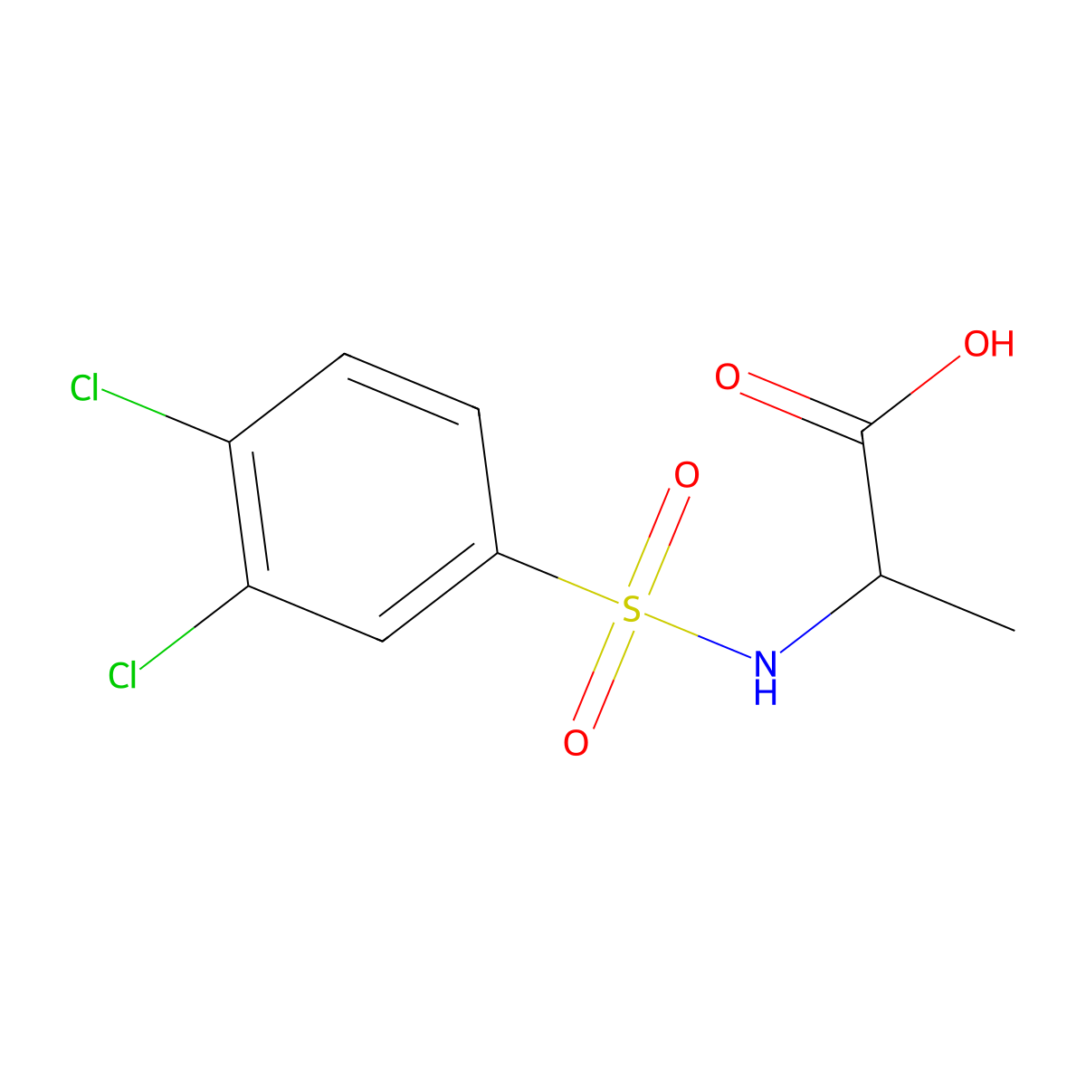 (2S)-2-(3,4-Dichlorobenzenesulfonamido)propanoic acid molecular structure, CAS 1212171-22-6