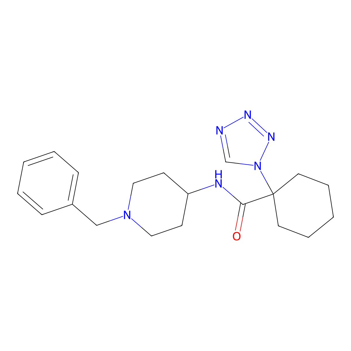 N-(1-benzyl-4-piperidinyl)-1-(1H-tetrazol-1-yl)cyclohexanecarboxamide molecular structure, CAS 1212172-69-4