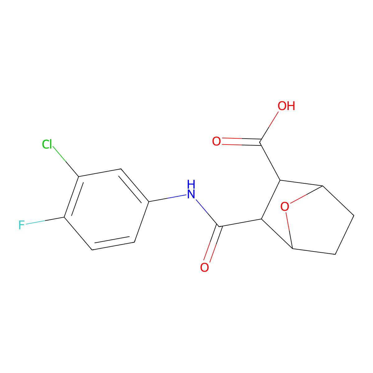 3-[(3-Chloro-4-fluorophenyl)carbamoyl]-7-oxabicyclo[2.2.1]heptane-2-carboxylic acid molecular structure, CAS 1212174-46-3