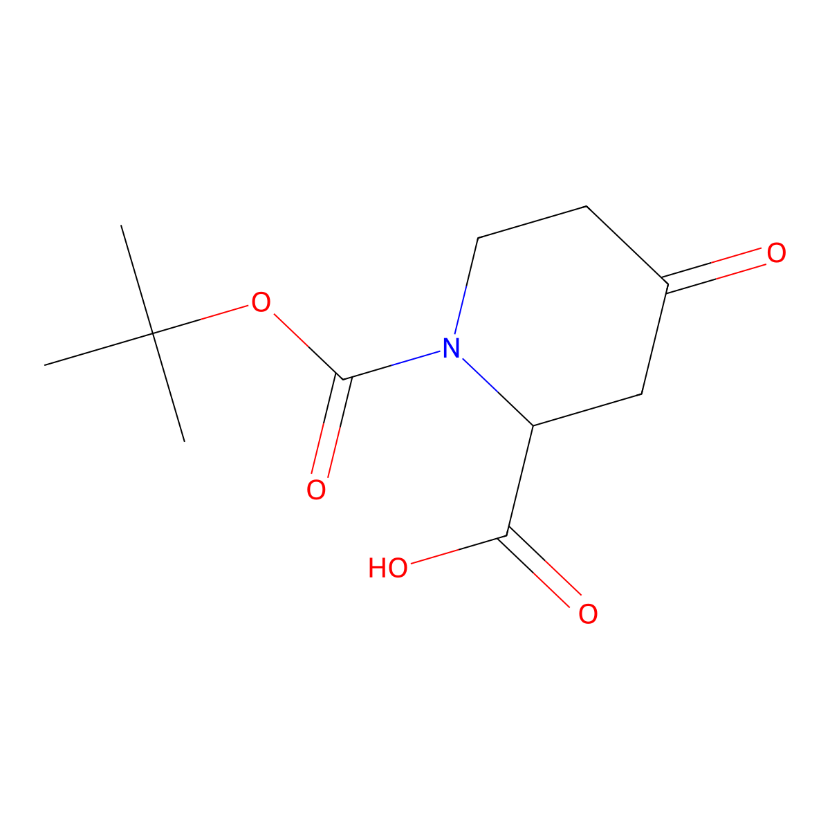 (2R)-1-[(tert-butoxy)carbonyl]-4-oxopiperidine-2-carboxylic acid molecular structure, CAS 1212176-33-4