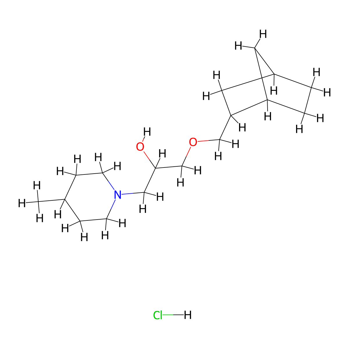 1-((1R,4S)-bicyclo[2.2.1]heptan-2-ylmethoxy)-3-(4-methylpiperidin-1-yl)propan-2-ol hydrochloride molecular structure, CAS 1212176-43-6