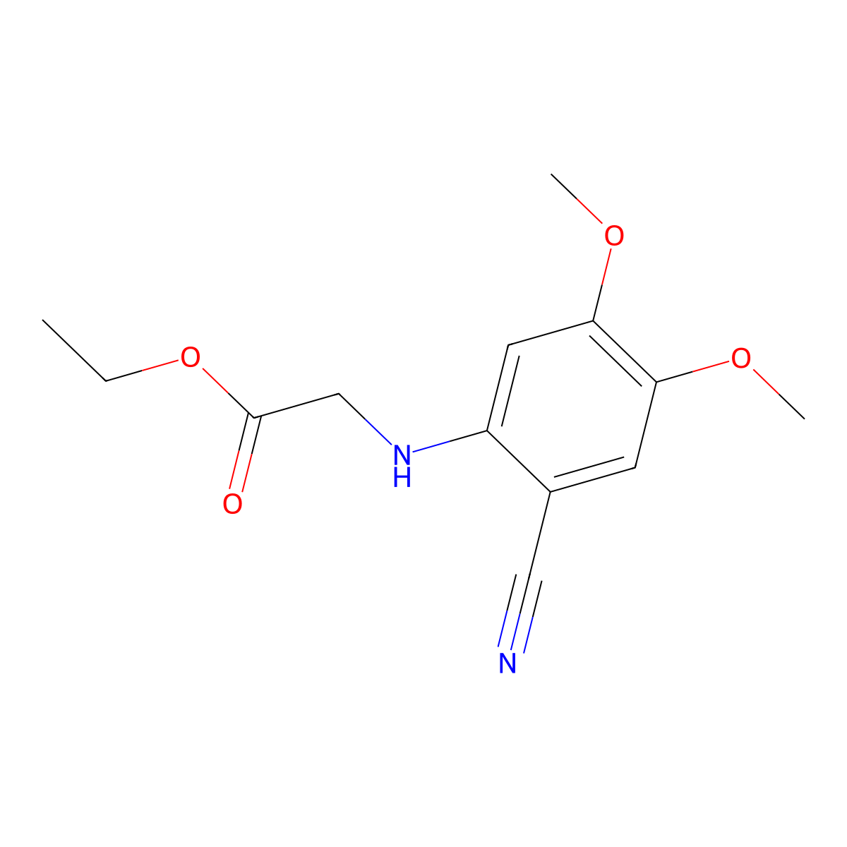 Ethyl 2-[(2-cyano-4,5-dimethoxyphenyl)amino]acetate molecular structure, CAS 121218-39-1