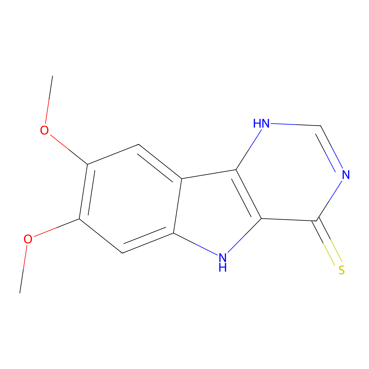 7,8-Dimethoxy-3H-pyrimido[5,4-b]indole-4(5H)-thione molecular structure, CAS 121218-44-8