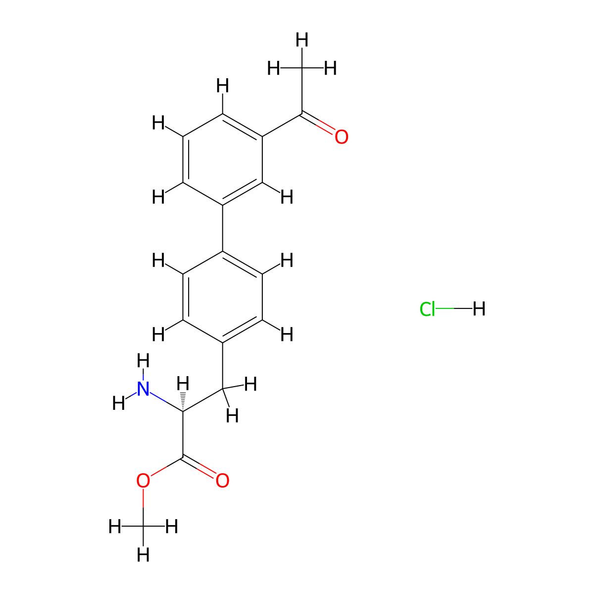 (S)-Methyl 3-(3'-acetylbiphenyl-4-yl)-2-aminopropanoate hydrochloride molecular structure, CAS 1212180-75-0